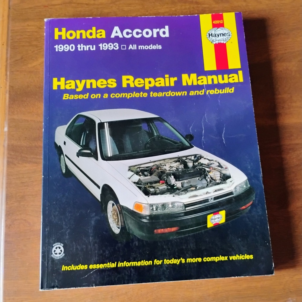 Honda Accord 1990-1993 Haynes Workshop Repair Manual‎ All Models, 42012